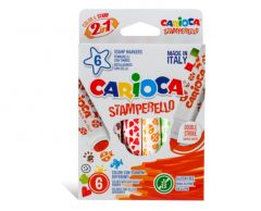 Cutii arhivare, alonje Sheaffer Zipit Westcott Clinex Double A PIGNA_CAIETE Carioca, Set  6 markere lavabile, cu 6 stampile diverse forme, cutie carton, CARIOCA Stamperello - vectordirect.ro