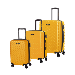 Trolere rezistente Caterpillar, Set 3 trollere CATERPILLAR Industrial Plate, 35L, 59L, 92L, ABS - galben - vectordirect.ro