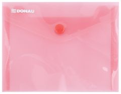 Mape din plastic Q-connect Donau, Mapa PP protectie documente A6 landscape, inchidere cu capsa, 10/set, DONAU - rosu transparent - vectordirect.ro
