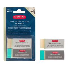 Instrumente de scris Silka Derwent Zip..it, Radiera Derwent Professional, 2 buc/set, crem pentru desen tehnic si albastra pentru creioane soft - vectordirect.ro
