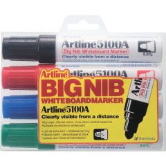 Accesorii table magnetice, Marker pentru tabla de scris ARTLINE 5100A, corp metalic, varf rotund 5.0mm, 4 culori/set - vectordirect.ro