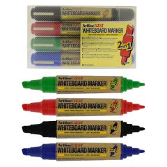 Accesorii table magnetice, Marker pentru tabla de scris ARTLINE 525T, doua capete - varf rotund 2.0mm/tesit 5.0mm, 4 culori/set - vectordirect.ro