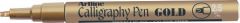 Artline, Marker ARTLINE Calligraphy, corp metalic, varf tesit din fetru 2.5mm - auriu - vectordirect.ro