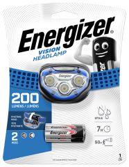 Administrativ, IT, protectia muncii, Lanterna de cap Vision cu 6 leduri, 200 lumeni, raza de 50m, 2 moduri + 3 baterii AAA, Energizer - vectordirect.ro