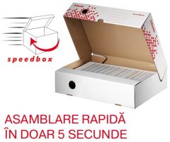 Cutii arhivare, alonje Q-connect Standardgraph LOCALE Protectia muncii pbs EBERHARD FABER Aurora Esselte Hamelin Maul, Cutie depozitare si arhivare Esselte Speedbox, orizontala, carton, 100% reciclat, FSC, 80 mm, alb - vectordirect.ro