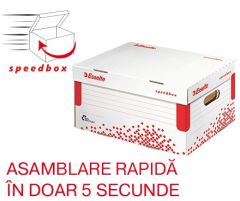 Cutii arhivare, alonje, Container arhivare si transport Esselte Speedbox, cu capac, carton, 100% reciclat, FSC, S, alb - vectordirect.ro