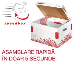 Cutii arhivare, alonje, Container arhivare cu capac Esselte Speedbox M, carton 100% reciclat - alb - vectordirect.ro