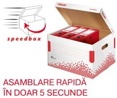 Cutii arhivare, alonje, Container arhivare bibliorafturi Esselte Speedbox carton 100% reciclat- alb - vectordirect.ro