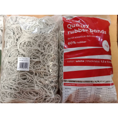 Elastice, buretiere Optima, Elastice pentru bani, 60% cauciuc, 1kg/punga, D 40, grosime 1.5mm x 1.5mm, Optima - albe - vectordirect.ro