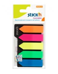 Cutii arhivare, alonje, Stick index plastic transparent color 42 x 12 mm, 5 x 25 file/set, Stick