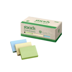 Produse Eco-Friendly, Notes autoadeziv 38 x 51 mm, 12 x 100 file/set, Stick