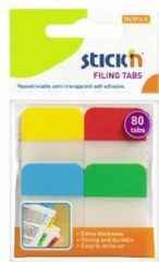 Notite autoadezive, Stick index plastic transp. cu margine color 38 x 25 mm, 4 x 20 file/set, Stick