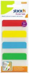 Notite autoadezive, Stick index plastic transp. cu margine color 38 x 51 mm, 4 x 20 file/set, Stick