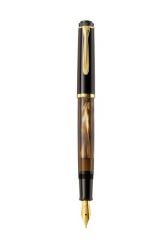 Pelikan, STILOU CLASSIC M200 M, CU PISTON, PENITA DIN OTEL INOXIDABIL PLACAT CU AUR, ACCESORII PLACATE CU AUR, CORP BROWN MARBLED - vectordirect.ro