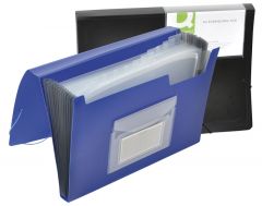 Mape din plastic Q-connect Esselte, Mapa cu burduf A4, 13 compartimente, separatoare color, inchidere cu elastic, Q-Connect - negru - vectordirect.ro