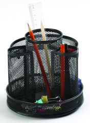Birotica Han Q-connect, Organizer metalic Mesh, de birou, rotativ, Q-Connect - negru - vectordirect.ro