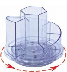Tavite pentru documente, Suport plastic pentru accesorii de birou, rotativ, 7 compartimente, KEJEA - transparent - vectordirect.ro