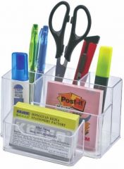 Tavite pentru documente, Suport plastic pentru accesorii de birou, 6 compartimente, 105 x 85mm, KEJEA - transparent - vectordirect.ro