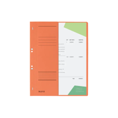 Dosare si folii de protectie, Dosar cu sina Leitz 1/2, carton, A4, cu capse, 170 coli, orange - vectordirect.ro
