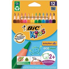 Cutii arhivare, alonje Epene BIC Cif, CREIOANE COLORATE 12 CULORI TRIUNGHIULARE EVOLUTION BIC - vectordirect.ro