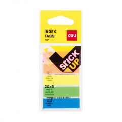 Papetarie DELI Pro-design, INDEX ADEZIV PLASTIC 12*44MM 5 CULORI 20 FILE DELI - vectordirect.ro