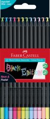 Rechizite scolare Faber-Castell, CREIOANE COLORATE 12 CULORI PASTEL+ NEON BLACK EDITION FABER-CASTELL - vectordirect.ro