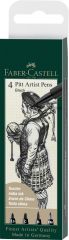 Instrumente de scris, PITT ARTIST PEN SET 4 BUC NEGRU ( 1.5,C,B,FM) FABER-CASTELL - vectordirect.ro