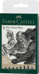 Instrumente de scris, PITT ARTIST PEN SET 8 BUC NEGRU 2022 FABER-CASTELL - vectordirect.ro