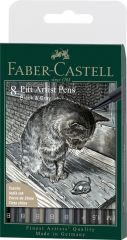 Instrumente de scris, PITT ARTIST PEN SET 8 BUC NEGRU & GRI FABER-CASTELL - vectordirect.ro