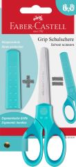 Foarfece copii, FOARFECA SCOLARA CU PROTECTIE GRIP TURCOAZ FABER-CASTELL - vectordirect.ro