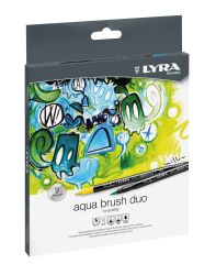 Cutii arhivare, alonje Double A Lyra Gimboo, Markere LYRA Aqua Brush Duo, 2 capete (brush + 1mm), 12 culori/cutie - vectordirect.ro
