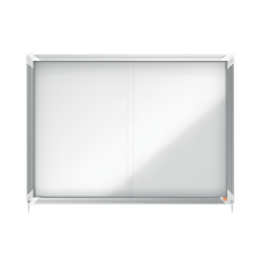 Aviziere, Avizier NOBO Premium Plus, interior, otel emailat, 8x A4, geam glisant si cheie, magnetic, alb - vectordirect.ro