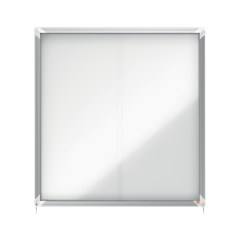 Aviziere, Avizier NOBO Premium Plus, interior, otel emailat, 12x A4, geam glisant si cheie, magnetic, alb - vectordirect.ro