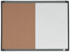 Table magnetice Nobo, Tabla NOBO Combo, 58x43cm, magnetica si pluta + marker,tavita, magneti, rama alba, gri sau neagra - vectordirect.ro