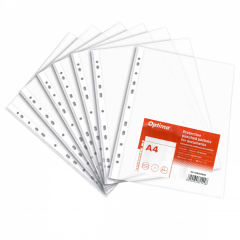 Folie protectie Optima, Folie protectie pentru documente A4, 50 microni, 100 folii/set, Optima - cristal - vectordirect.ro