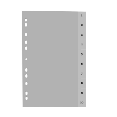 Papetarie Noki Optima, Index plastic gri, A4, 120 microni, numeric 1-10, Optima - vectordirect.ro