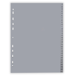 Papetarie Noki Optima, Index plastic gri, A4, 120 microni, numeric 1-31, Optima - vectordirect.ro