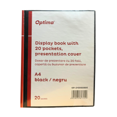 Dosar de prezentare, Dosar de prezentare personalizabil, A4, cu 20 folii, coperta rigida, Optima - negru - vectordirect.ro
