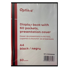 Dosar de prezentare, Dosar de prezentare personalizabil, A4, cu 60 folii, coperta rigida, Optima - negru - vectordirect.ro
