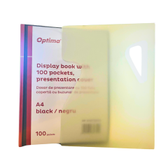 Dosar de prezentare, Dosar de prezentare personalizabil, A4, cu 100 folii, coperta rigida, Optima - negru - vectordirect.ro