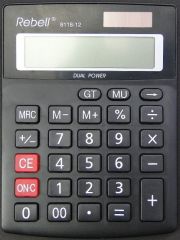 Cutii arhivare, alonje Rebell, Calculator de birou, 12 digits, 137 x 104 x 23 mm, dual power, Rebell 8118-12 - negru - vectordirect.ro