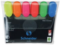 Instrumente de scris, Textmarker SCHNEIDER Job, varf lat, 6 culori/set - (G, O, V, R, A, R) - vectordirect.ro