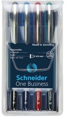 Rollere, Roller cu cerneala SCHNEIDER One Business, ball point 0.6mm, 4 culori/set - (N,R,A,V) - vectordirect.ro