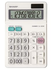 Calculatoare de birou, Calculator de birou, 12 digits, 153 x 97 x 18 mm, dual power, ecran rabatabil, SHARP EL-320W - alb - vectordirect.ro