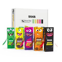 Ascutitori Silka, Display radiere pt creion, nu lasa reziduuri, 20buc/display, SILKA Beast - design monstrii - vectordirect.ro