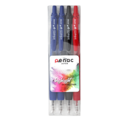 Pixuri Parker Penac, Set 4 pixuri cu gel PENAC Inketti 0.7mm - culori (2 x blue, 1 x black, red) - vectordirect.ro