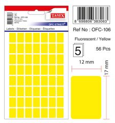 Etichete autoadezive color, Etichete autoadezive color, 12 x 17 mm, 280 buc/set, TANEX - galben fluorescent - vectordirect.ro