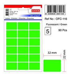 Etichete autocolante, Etichete autoadezive color, 22 x 32 mm, 90 buc/set, TANEX - verde fluorescent - vectordirect.ro