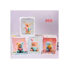 gift bags, Punga cadou, carton 210gr, design Bear, 18x23x10cm, modele asortate - vectordirect.ro