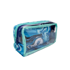 Rechizite scolare Zip..it, Penar cu fermoar ZIPIT Half & Half, cu 2 buzunare - Blue Waves - vectordirect.ro